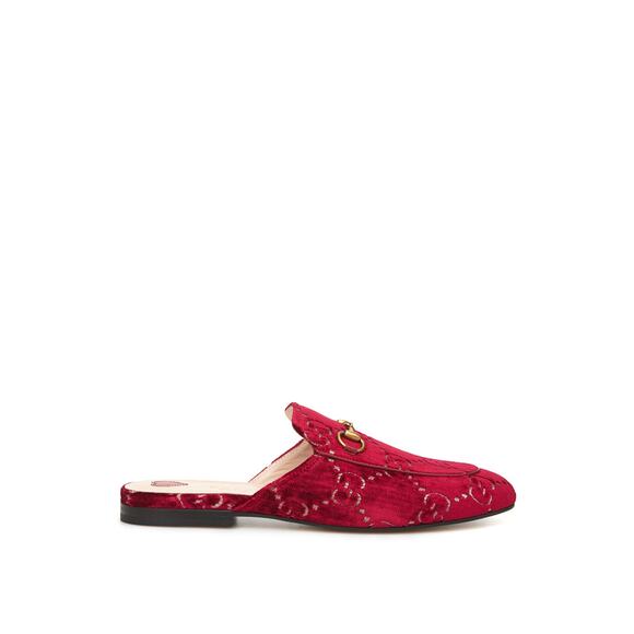 Gucci Red Velvet Princetown Slipper with Logo Allover/EU37/US6.5/Red NWT - Picture 6 of 6